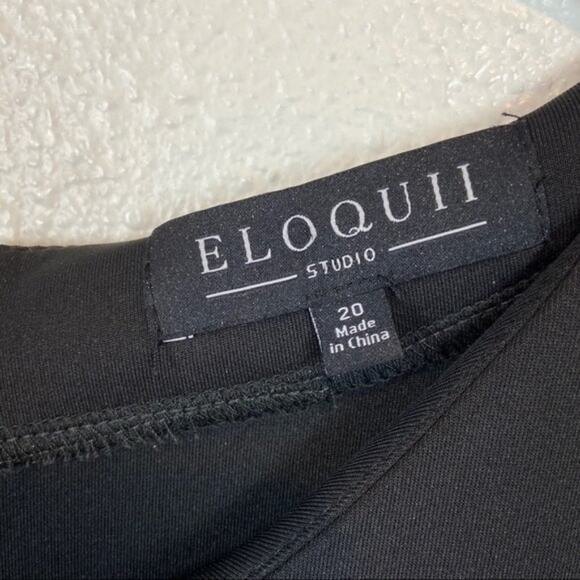 Lace Midi Dress Formal Mother of the Bride Eloquii Black/Gold Stretch sz 20W - Picture 2 of 13